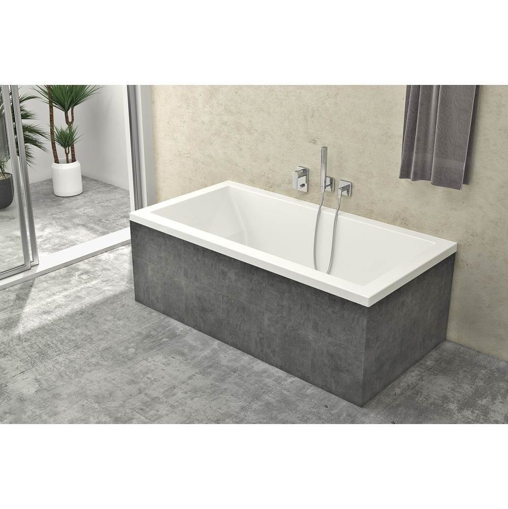 Acryline Acryzen podium bathtub 66'' x 36'' x 21 1/2'' Duo system with tiling flange, drain right