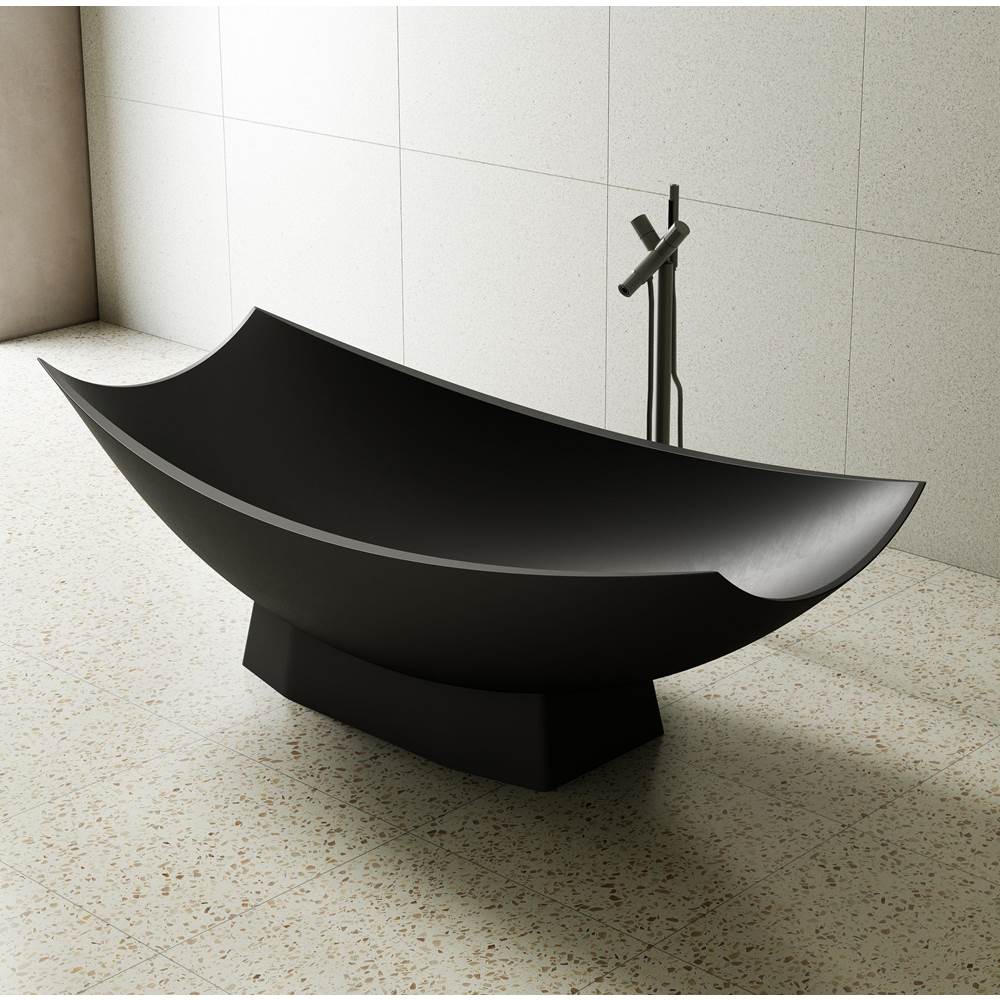 Alfi Trade BM Black Matte 71'' Solid Surface Resin Free Standing Hammock Style Bathtub