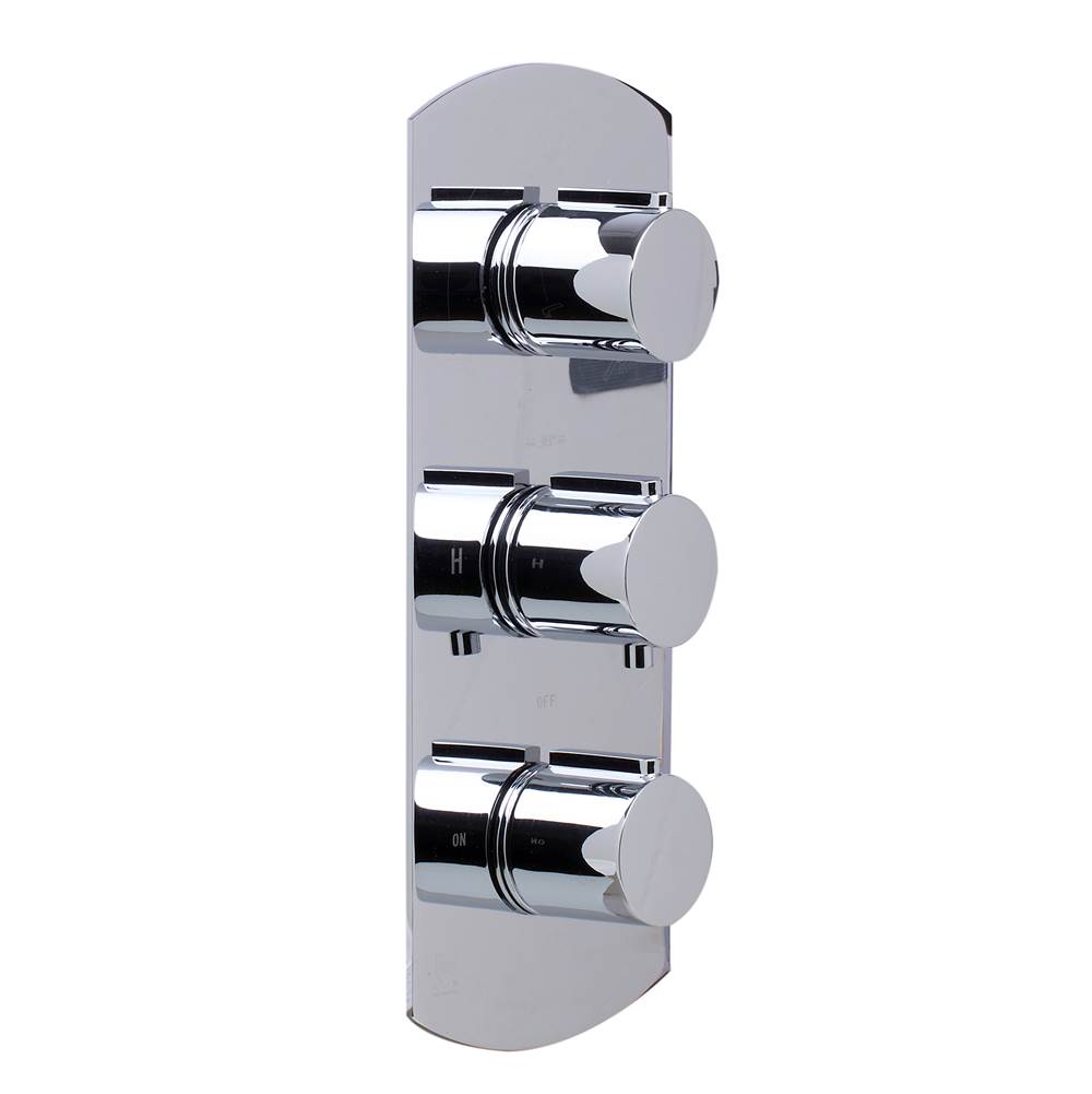 Alfi Trade Polished Chrome Concealed 3-Way Thermostatic Valve Shower Mixer Round Knobs