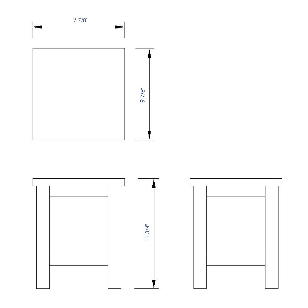 Alfi Trade 10''x10'' Square Wooden Bench/Stool Multi-Purpose Accessory