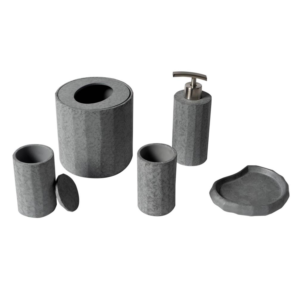 Alfi Trade 5 Piece Solid Concrete Gray Matte Bathroom Accessory Set