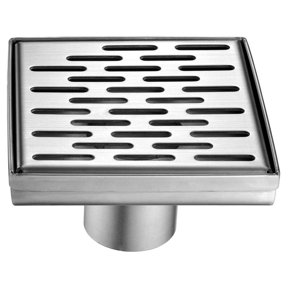 Alfi Trade 5' x 5' Modern Square Stainless Steel Shower Drain with Groove Holes