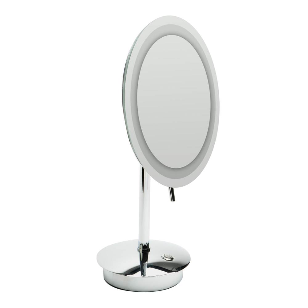 Alfi Trade ALFI brand  Polished Chrome Tabletop Round 9'' 5x Magnifying Cosmetic Mirror with Light