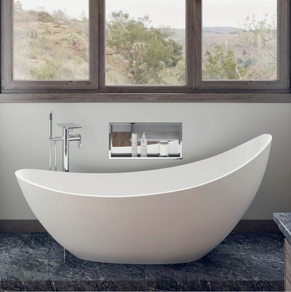 Alfi Trade 73'' White Solid Surface Smooth Resin Soaking Slipper Bathtub