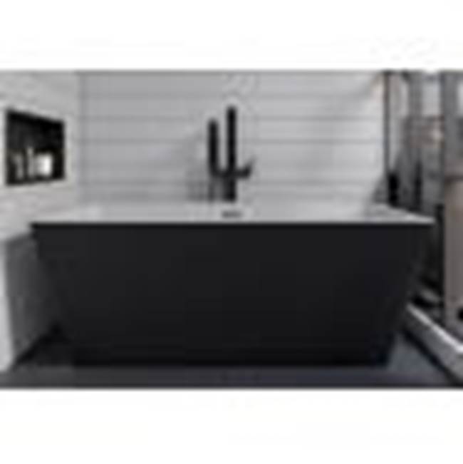 Alfi Trade 59 inch Black & White Rectangular Acrylic Free Standing Soaking Bathtub