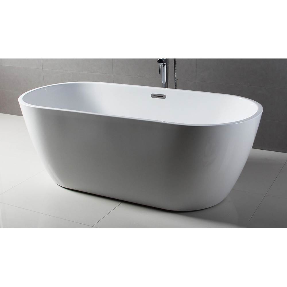 Alfi Trade 67 inch White Oval Acrylic Free Standing Soaking Bathtub