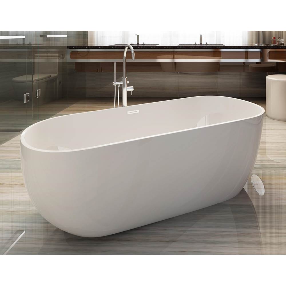 Alfi Trade 59 inch White Oval Acrylic Free Standing Soaking Bathtub