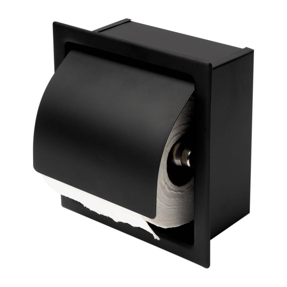 Alfi Trade ALFI brand ABTPC77-BLA Black Matte Stainless Steel Recessed Toilet Paper Holder with Cover