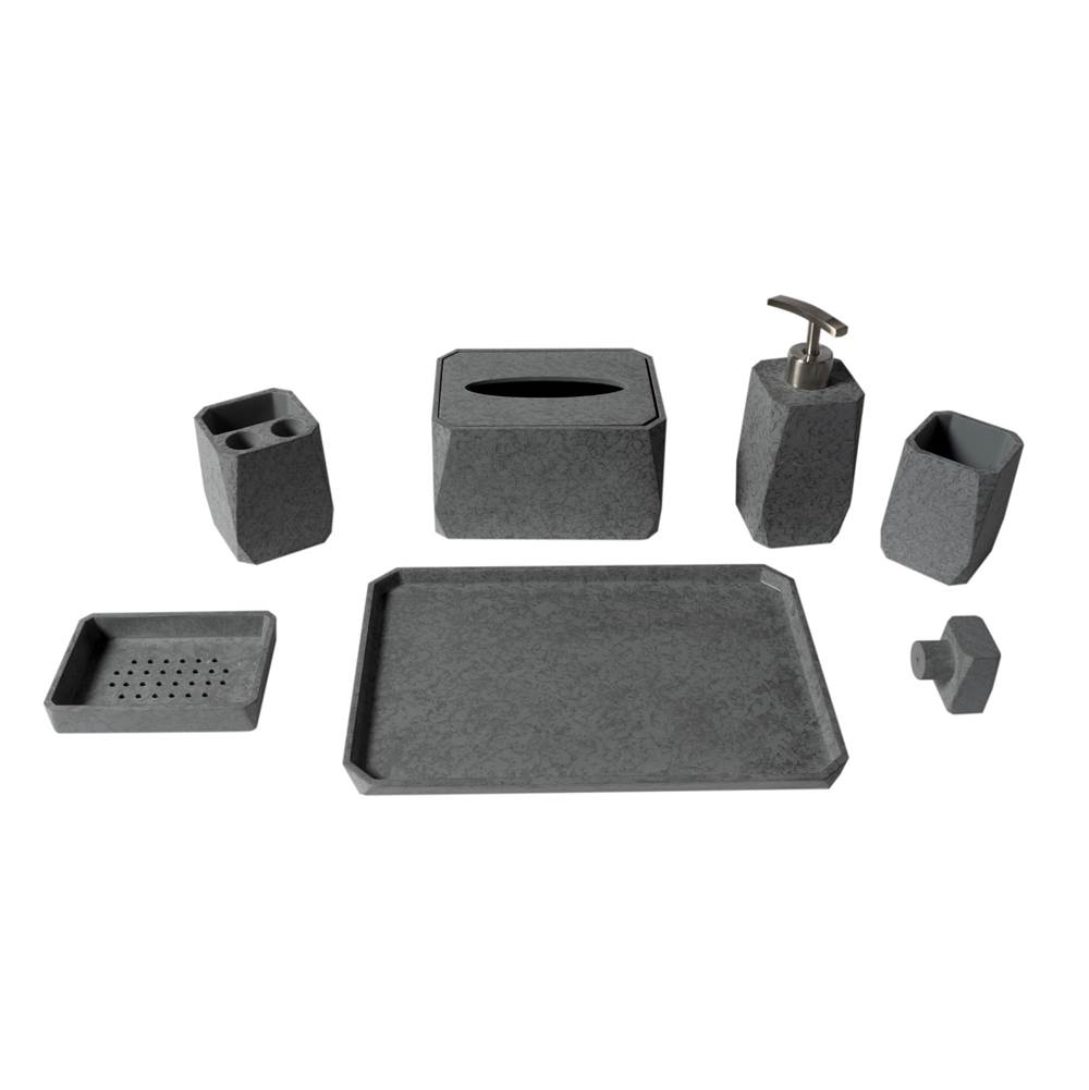 Alfi Trade 7 Piece Solid Concrete Gray Matte Bathroom Accessory Set