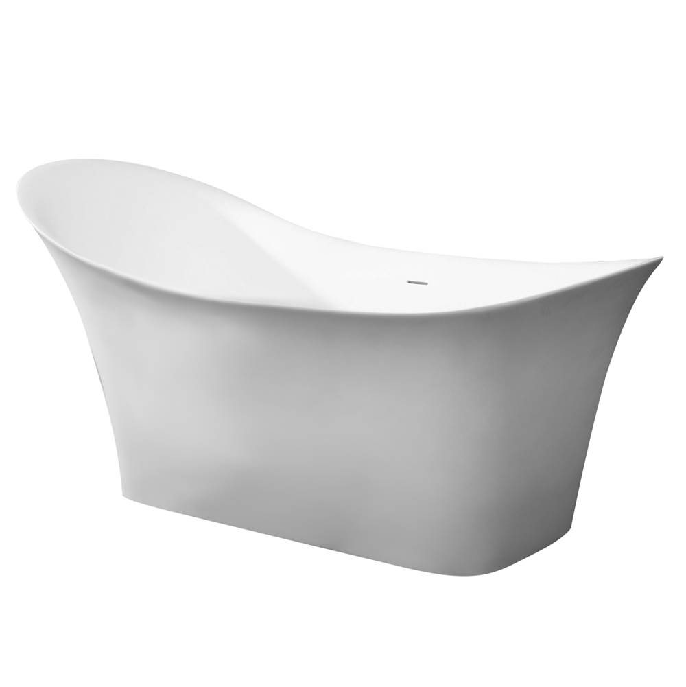 Alfi Trade 74'' White Solid Surface Smooth Resin Soaking Slipper Bathtub