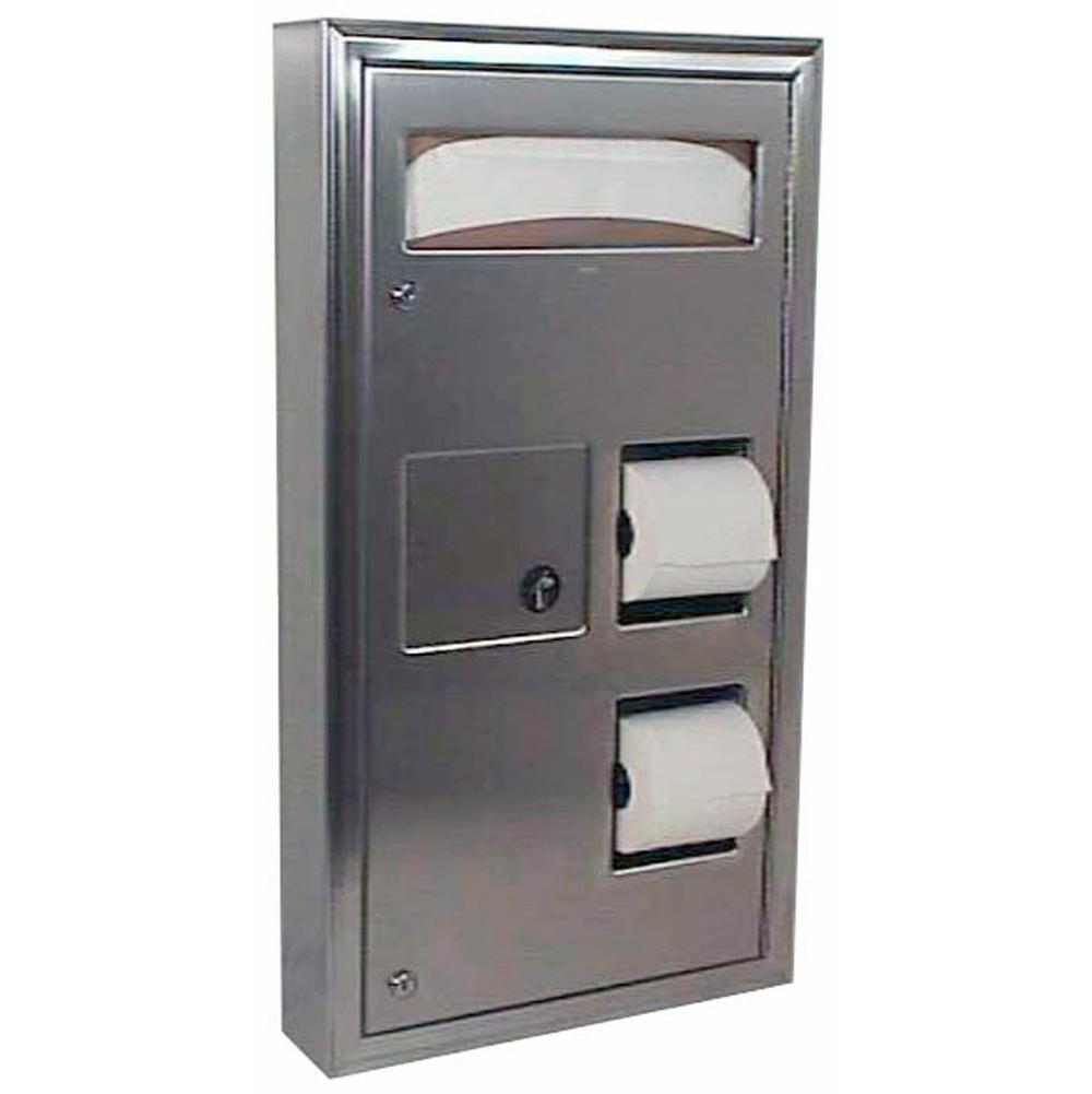 Bobrick Seat-Cover Dispenser, Sanitary Napkin Disposal And Toilet Tissue Dispenser