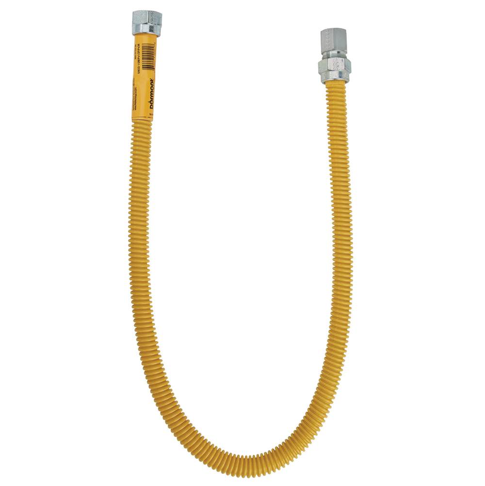 Dormont 5/8 IN OD, 1/2 IN ID, SS Gas Connector, 3/4 IN FIP x 3/4 IN FIP, 60 IN Length, Antimicrobial Yellow Powder Coated