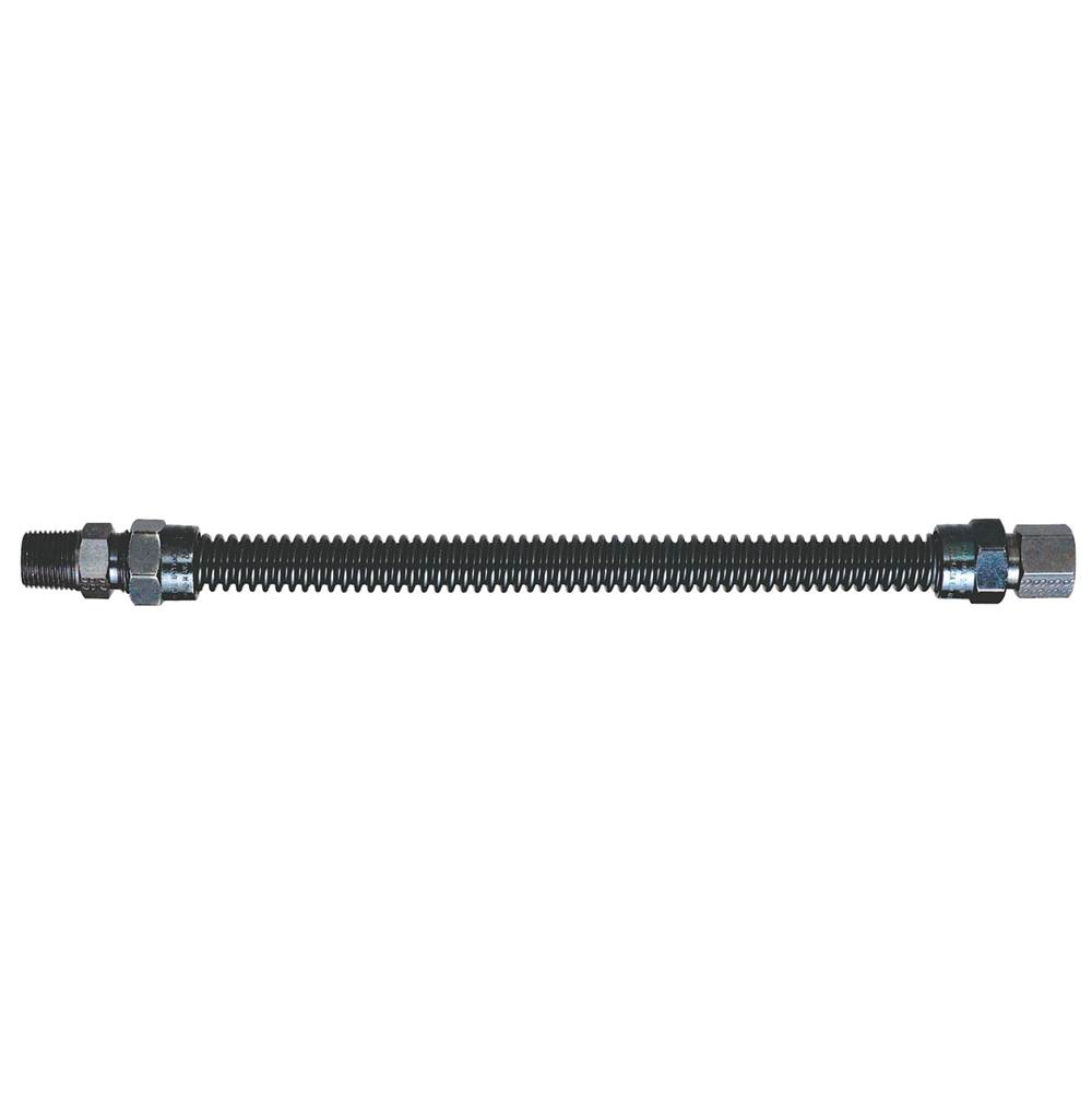 Dormont 1/2 IN OD, 3/8 IN ID, SS Gas Connector, 3/8 IN MIP x 1/2 IN FIP, 30 IN Length, Antimicrobial Black Powder Coated