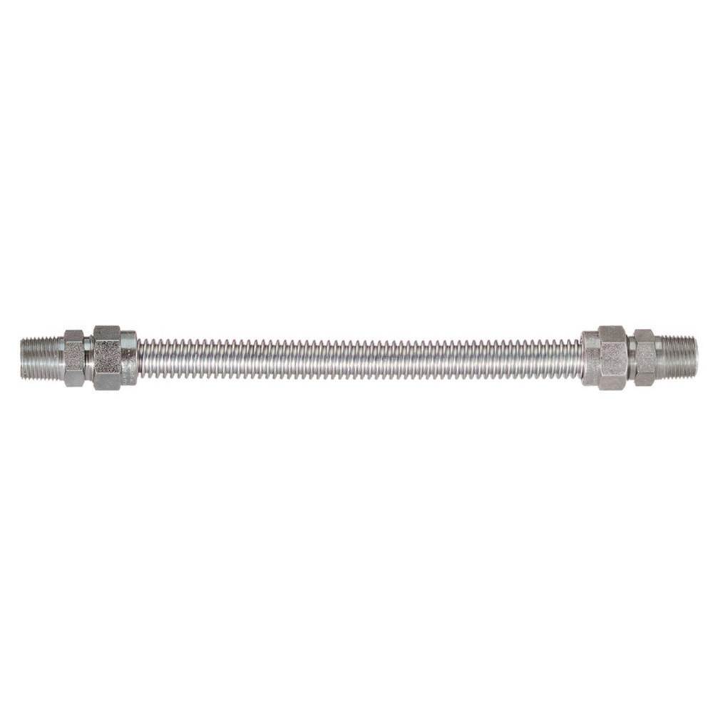 Dormont 5/8 IN OD, 1/2 IN ID, SS Gas Connector, 1/2 IN MIP x 3/4 IN MIP, 12 IN Length