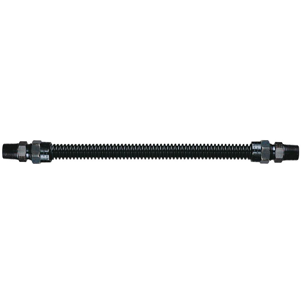 Dormont 3/8 IN OD, 1/4 IN ID, SS Gas Connector, 1/2 IN MIP x 1/2 IN MIP, 18 IN Length, Antimicrobial Black Powder Coated