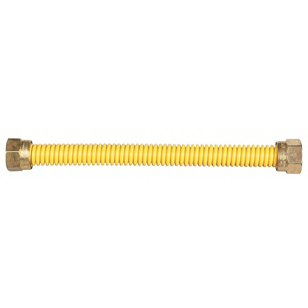 Dormont 3/8 IN OD, 1/4 IN ID, SS Gas Connector, 9/16-24 Fine Thread Flare Nuts, 58 IN Length, Antimicrobial Yellow Powder Coated, Bag