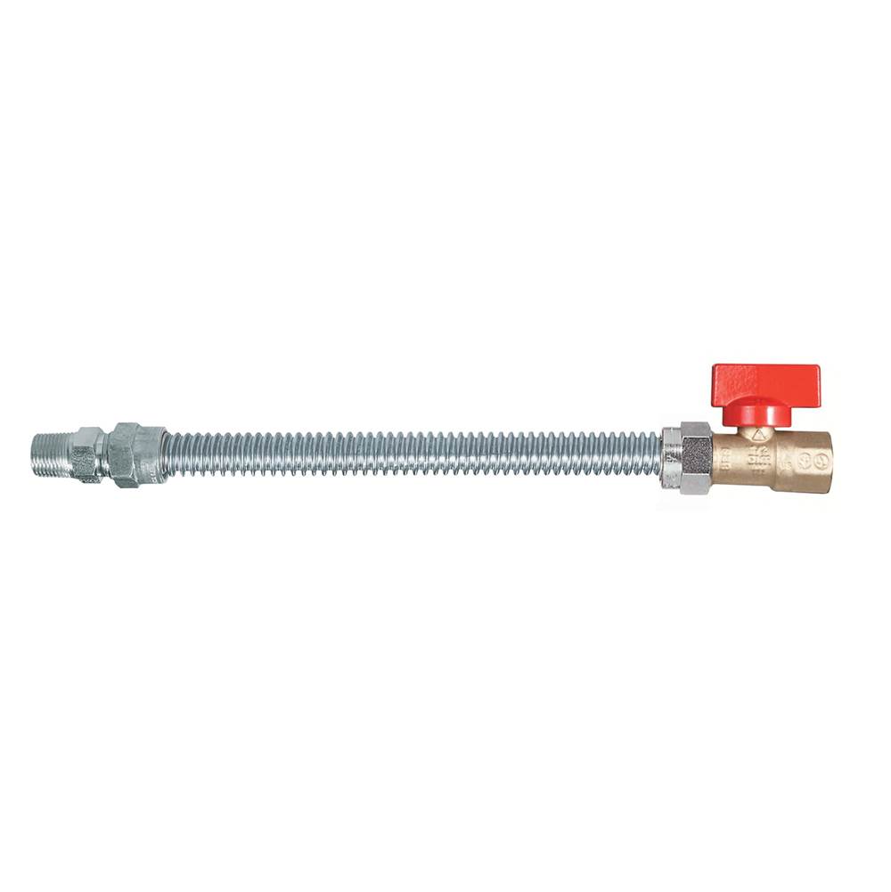 Dormont 5/8 IN OD, 1/2 IN ID, SS Gas Connector, 1/2 IN MIP x 3/4 IN FIP Ball Valve, 30 IN Length
