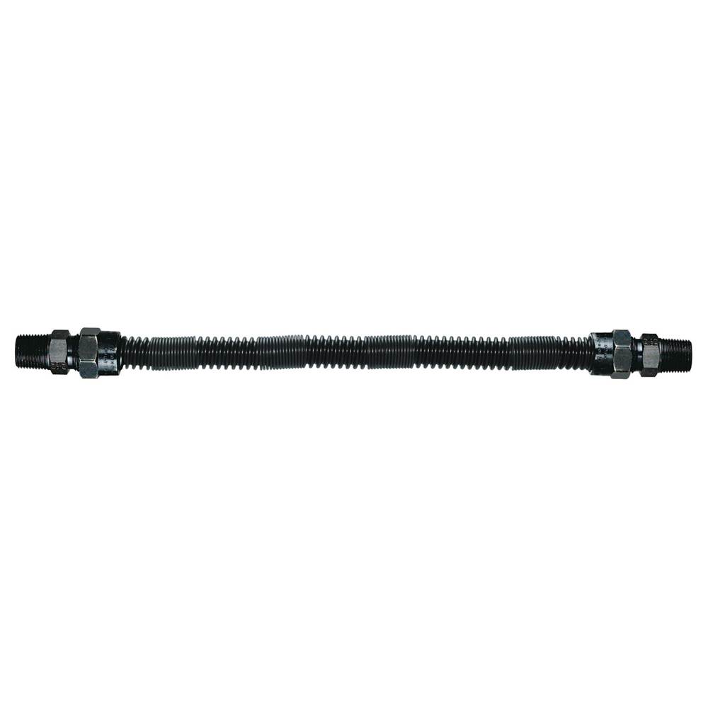 Dormont 3/8 IN OD, 1/4 IN ID, SS Gas Connector, 3/8 IN MIP x 1/2 IN FIP, 24 IN Length, Antimicrobial Black Powder Coated, Non Whistling