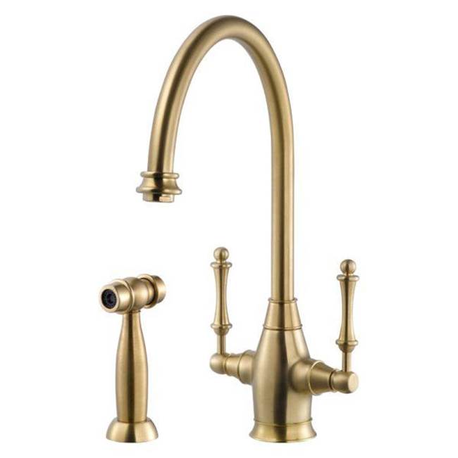 Hamat Traditional Brass Faucet with Side Spray in Brushed Brass