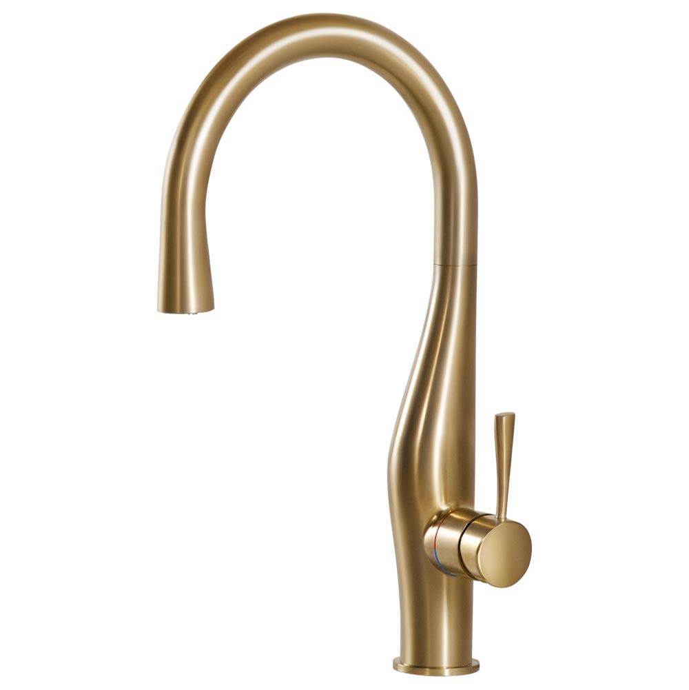 Hamat Dual Function Hidden Pull Down Kitchen Faucet in Brushed Brass