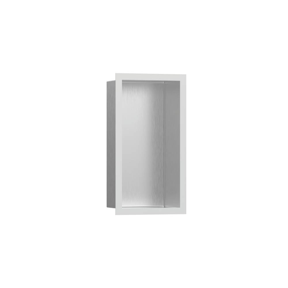 Hansgrohe XtraStoris Individual Wall Niche Brushed Stainless Steel with Design Frame 12''x 6''x 4''  in Matte White