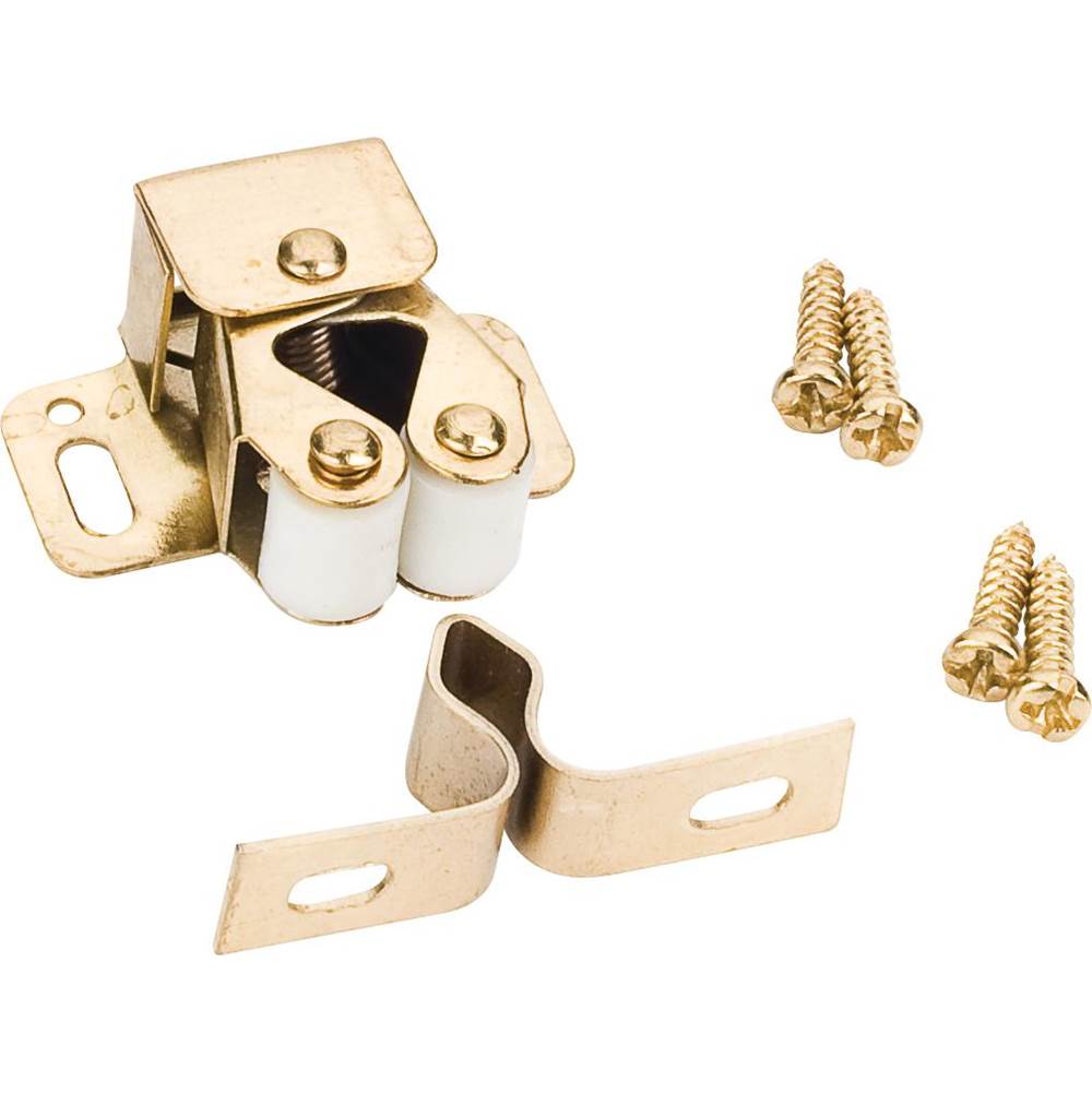 Hardware Resources Double Roller Catch with Strike and Screws - Polished Brass