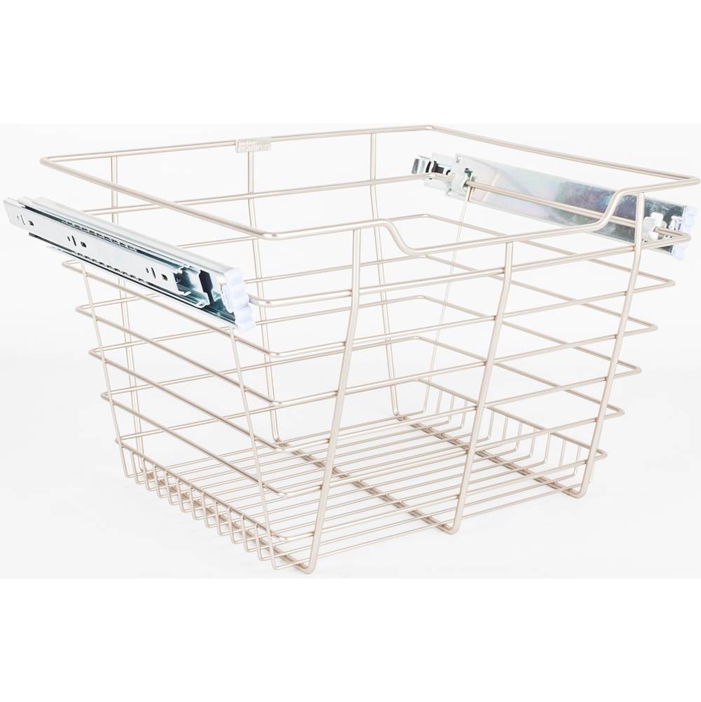 Hardware Resources Satin Nickel Closet Pullout Basket with Slides 16''D x 17''W x 11''H