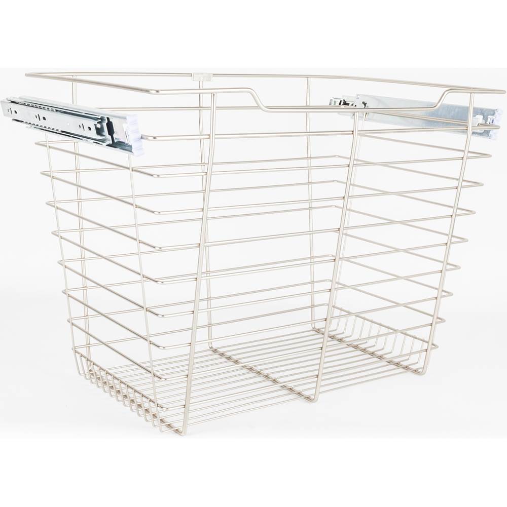 Hardware Resources Satin Nickel Closet Pullout Basket with Slides 14''D x 23''W x 17''H