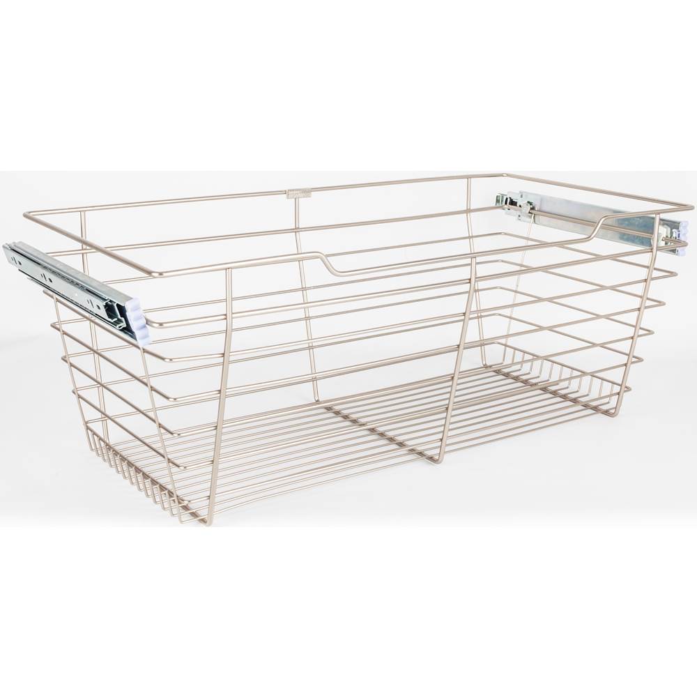 Hardware Resources Satin Nickel Closet Pullout Basket with Slides 16''D x 23''W x 11''H