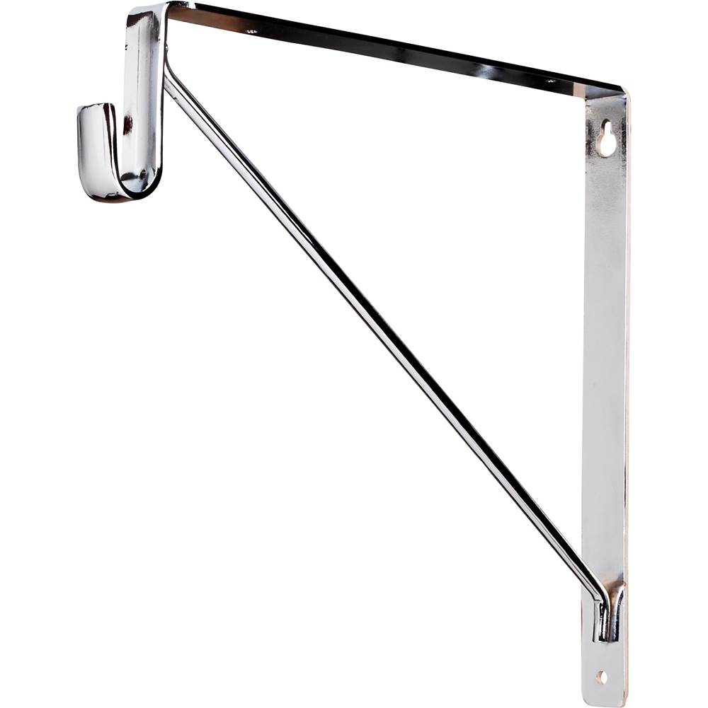 Hardware Resources Chrome Shelf Bracket with Rod Support for Oval Closet Rods