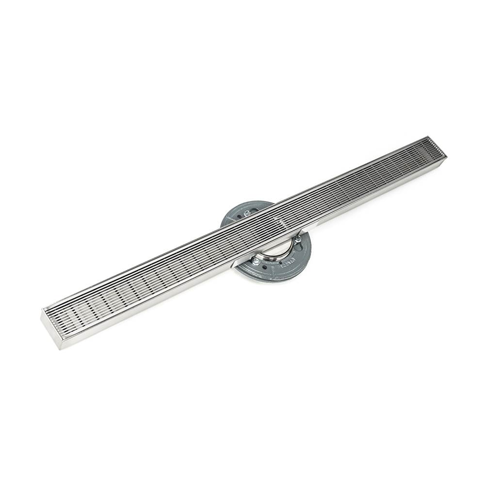 Infinity Drain 96'' S-Stainless Steel Series High Flow Complete Kit with 2 1/2'' Wedge Wire Grate in Polished Stainless with ABS Drain Body, 3'' Outlet