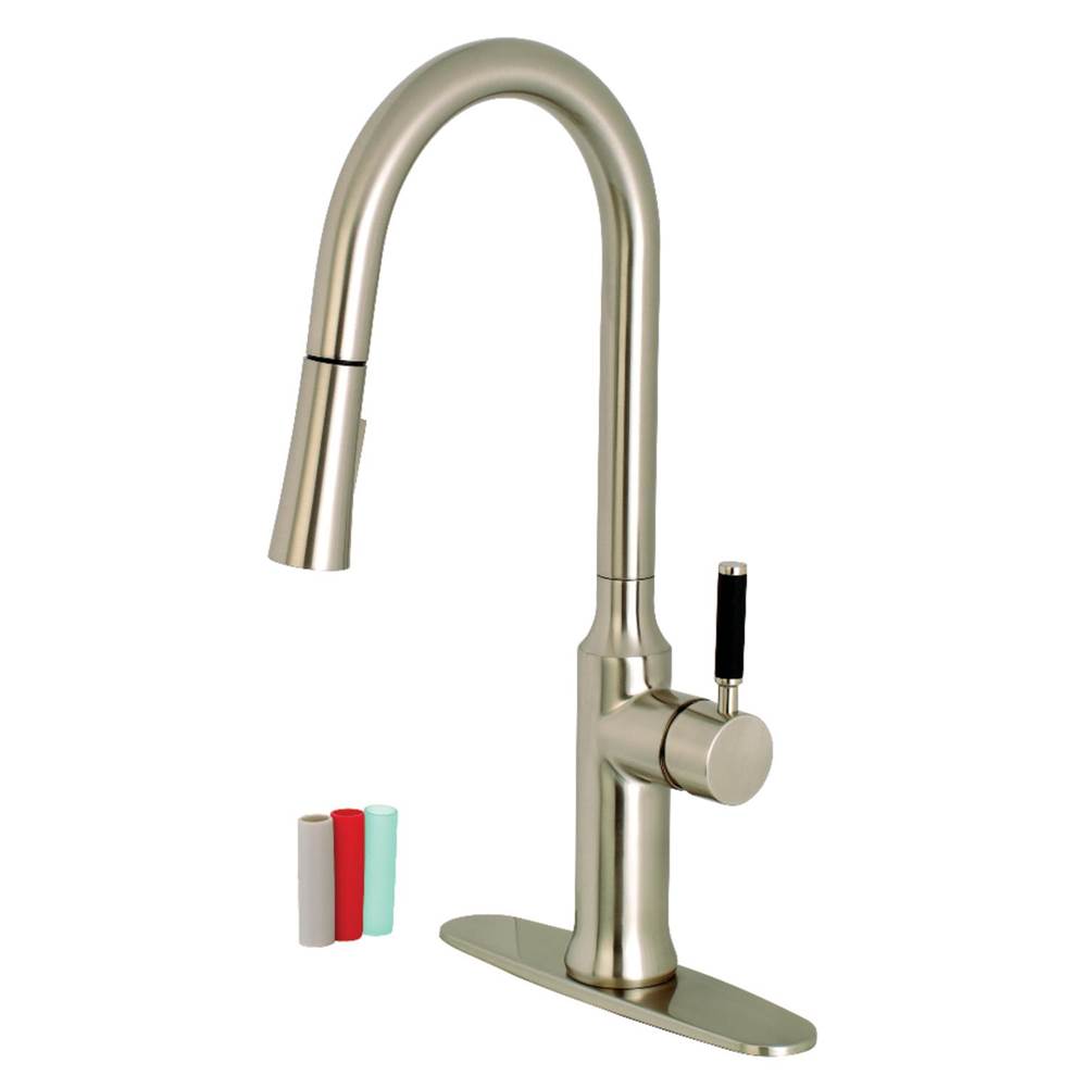 Kingston Brass Gourmetier Kaiser Single-Handle Pull-Down Kitchen Faucet, Brushed Nickel