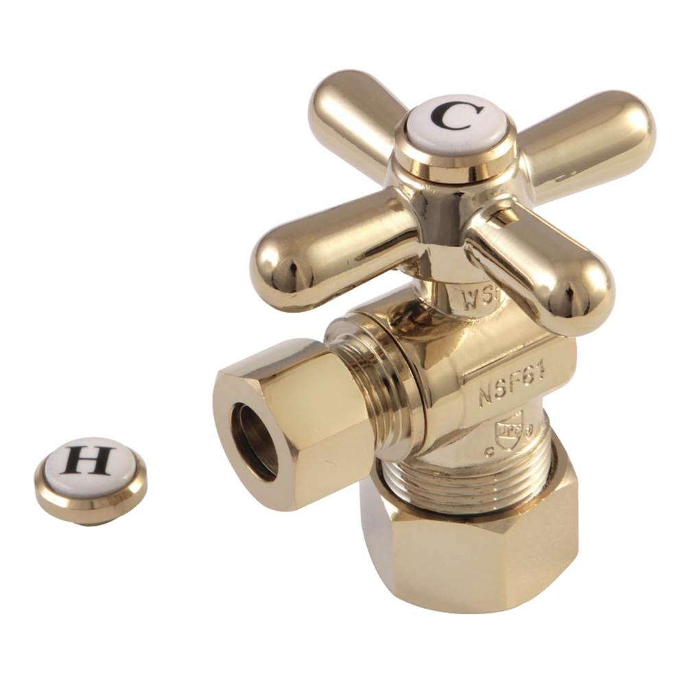 Brushed Brass Kingston Brass CC53307X Vintage 5/8 X 3/8 OD Comp Angle Stop with Handle