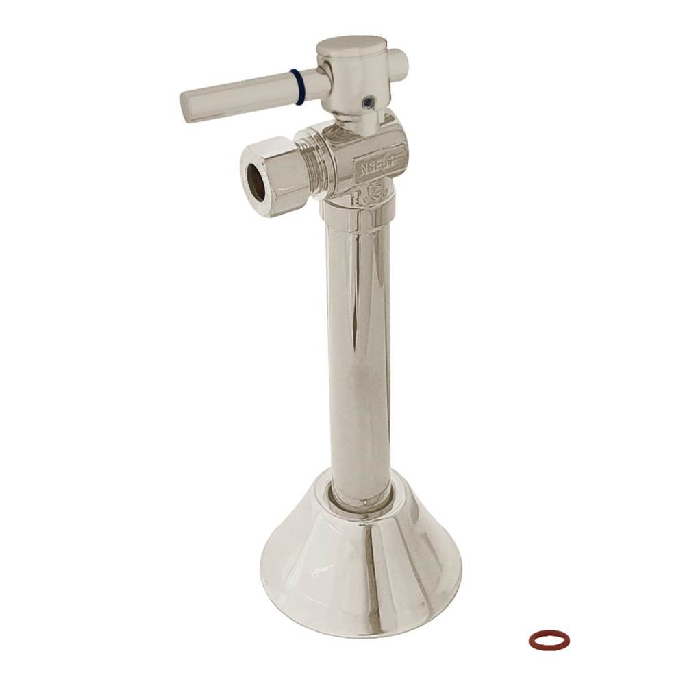 Kingston Brass 1/2'' Sweat x 3/8'' OD Comp Angle Shut-Off Valve with 5'' Extension, Brushed Nickel