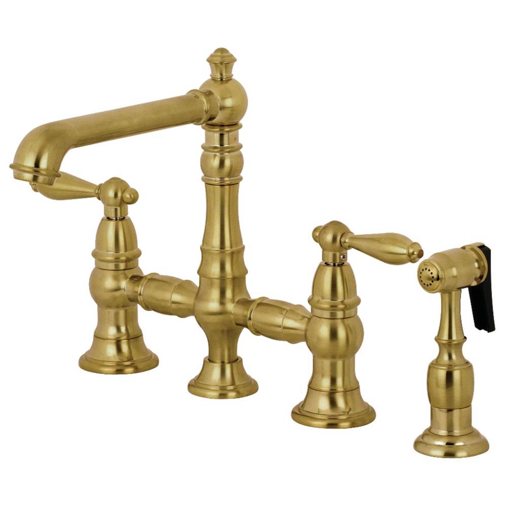 Kingston Brass Kitchen Faucet with Side Sprayer, Brushed Brass