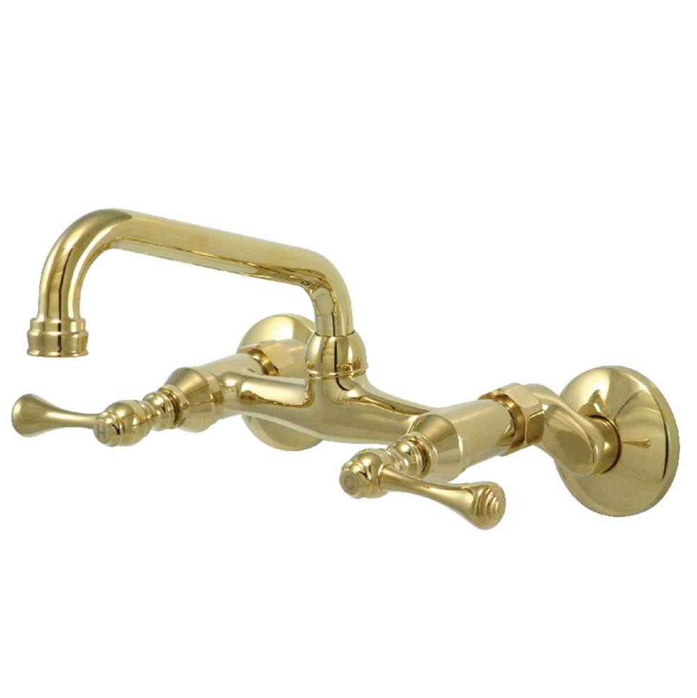 Kingston Brass Kingston Two Handle Wall Mount Kitchen Faucet, Polished Brass