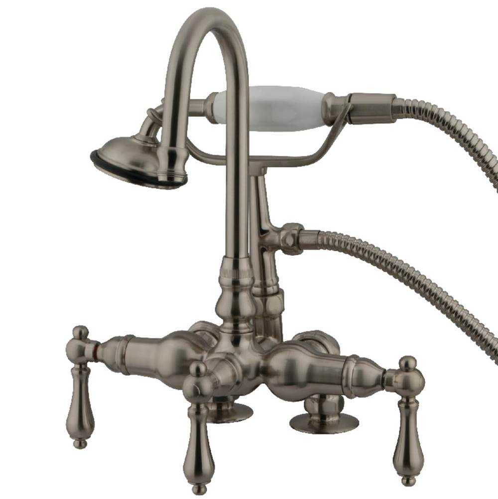 Kingston Brass Vintage 3-3/8-Inch Deck Mount Tub Faucet with Hand Shower, Brushed Nickel