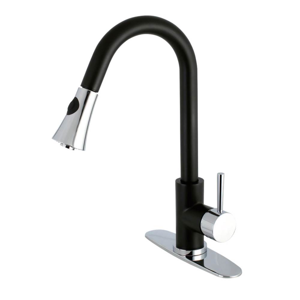 Kingston Brass Gourmetier Concord Single-Handle Pull-Down Kitchen Faucet, Matte Black/Chrome