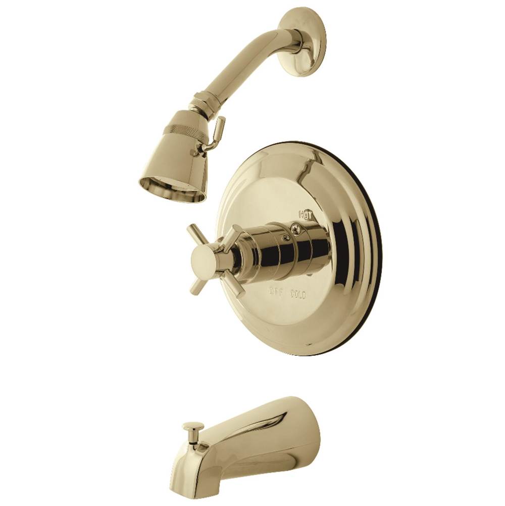 Kingston Brass Concord Pressure Balance Tub and Shower Faucet, Polished Brass