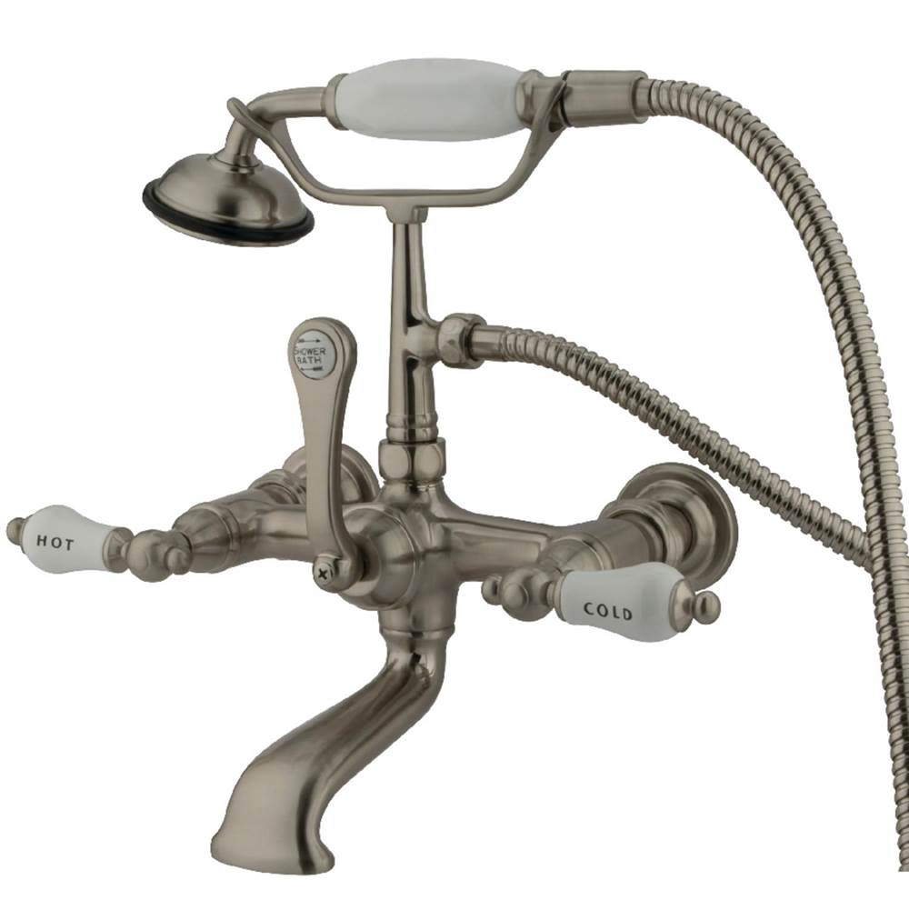 Kingston Brass Vintage 7-Inch Wall Mount Tub Faucet with Hand Shower, Brushed Nickel