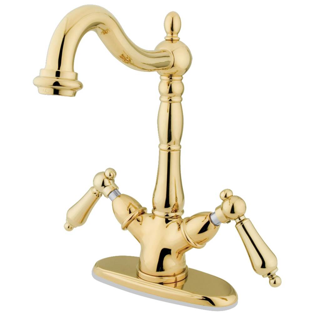Kingston Brass Heritage 2-Handle Vessel Sink Faucet, Polished Brass