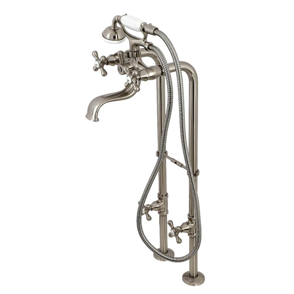 Kingston Brass Kingston Freestanding Clawfoot Tub Faucet Package with Supply Line, Brushed Nickel