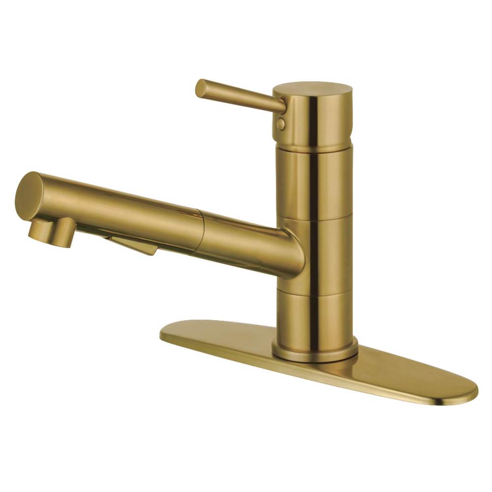 Kingston Brass Gourmetier Concord Single-Handle Pull-Out Kitchen Faucet, Brushed Brass