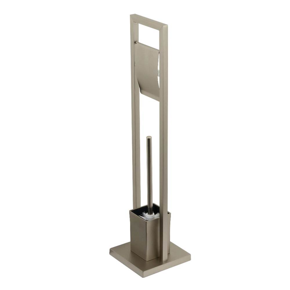 Kingston Brass Pedestal Toilet Paper Holder with Toilet Brush Holder, Brushed Nickel