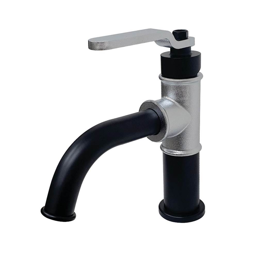 Kingston Brass Whitaker Single-Handle Bathroom Faucet with Push Pop-Up, Matte Black/Polished Chrome