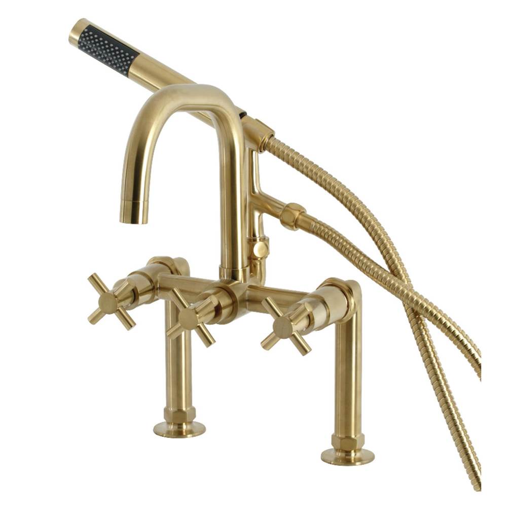 Kingston Brass Aqua Vintage Concord Deck Mount Clawfoot Tub Faucet, Brushed Brass