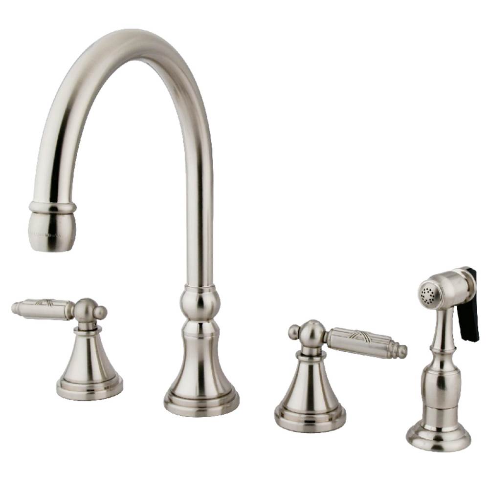 Kingston Brass Gourmetier Widespread Kitchen Faucet with Brass Sprayer,, Brushed Nickel