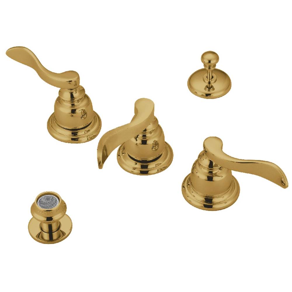 Kingston Brass NuWave French Bidet Faucet with Brass Pop-Up, Polished Brass