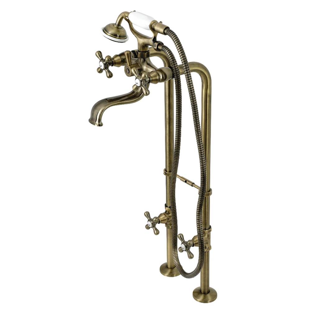 Kingston Brass Kingston Freestanding Clawfoot Tub Faucet Package with Supply Line, Antique Brass