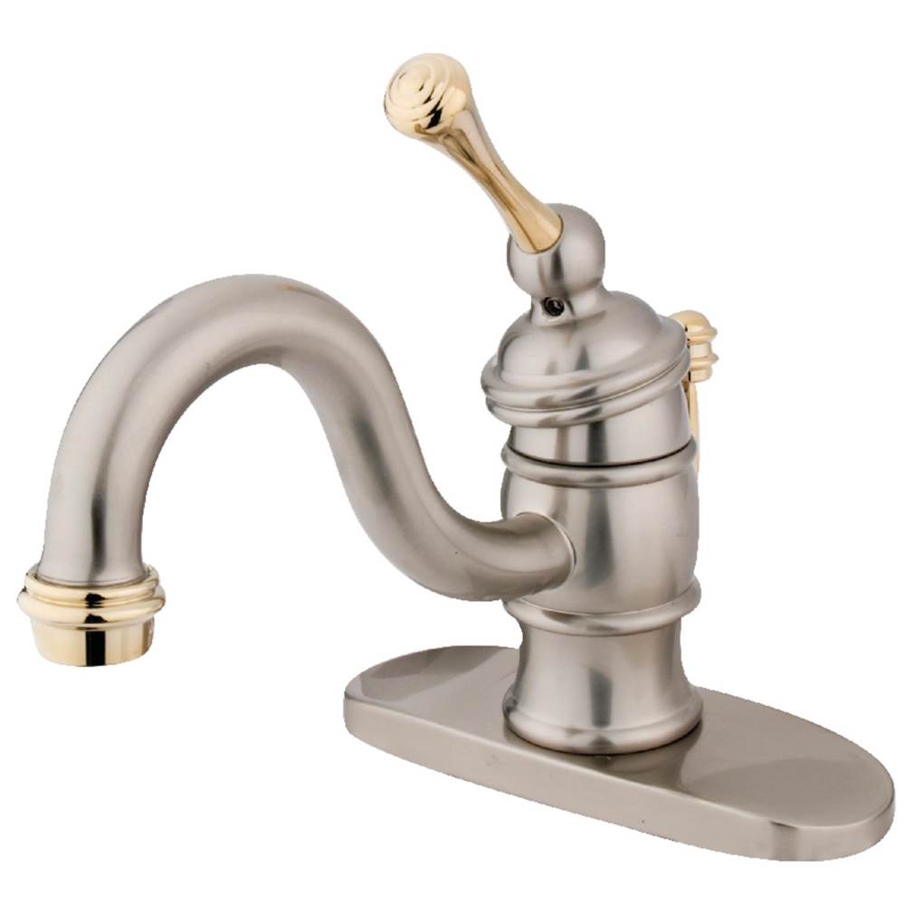 Kingston Brass Victorian 4'' Centerset Single Handle Bathroom Faucet, Brushed Nickel/Polished Brass